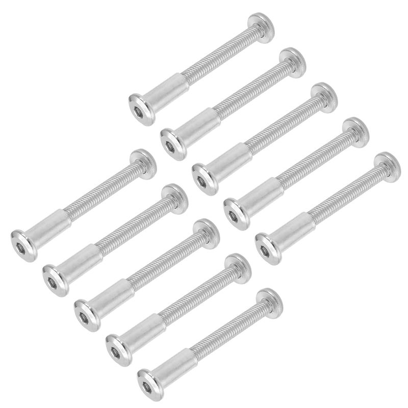 Jersvimc 10 Pair(20 Piece) M6x50mm Hex Drive Socket Cap Bolt with Allen Wrench, Silver Furniture Connector Bolts M6 Countersunk Screw Barrel Nuts Binding Screws for Crib Replacement Belt Cabinet - Image 2